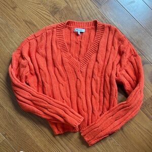 Madewell V-Neck Crop Sweater in Vibrant Orange